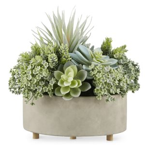 Bouclair 10-in H Green Mixed Artificial Agave in Cement Planter