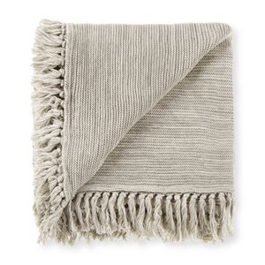 Bouclair Lucas Blue 50 L x 60-in W Cotton 2-Tone Throw Blanket