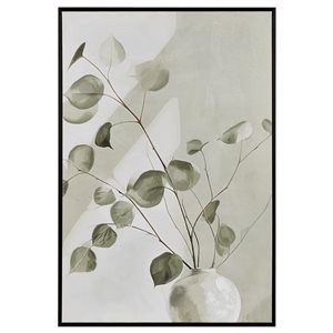Tableau encadré peint à la main Bouclair 36 h. x 24 po l. d'eucalyptus embelli au gel