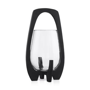 Porte-chandelle Bouclair 15 po h. en verre sur base en bois noir