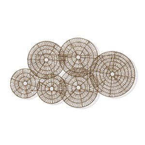 Bouclair 31 H x 54-in W Novelty Paper Seagrass Circles 3D Wall Art