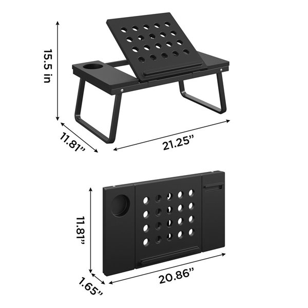 Cosco Folding Multipurpose Desk for Laptop/Tablet or Book w/ Phone Holder and Cup Holder - Black