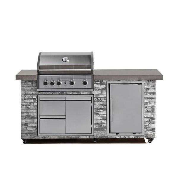 Prokan 78-in Pro Elite 5-Burner European Ledge Barbecue Island