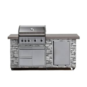 Prokan 78-in Pro Elite 5-Burner European Ledge Barbecue Island