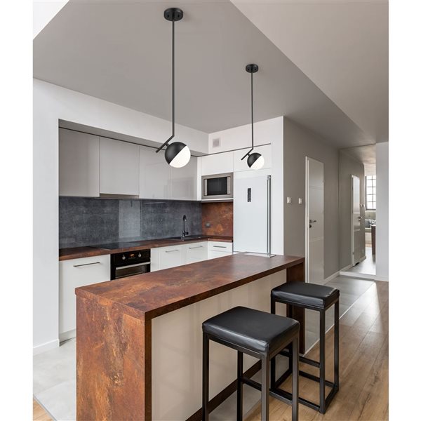 Z-Lite Realm Sphere 1-Light Steel Pendant - Matte Black