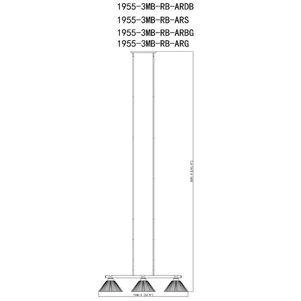 Z-Lite Bronte 3-Light Billiard Pendant w/ Smoked Glass Shades - Matte Black