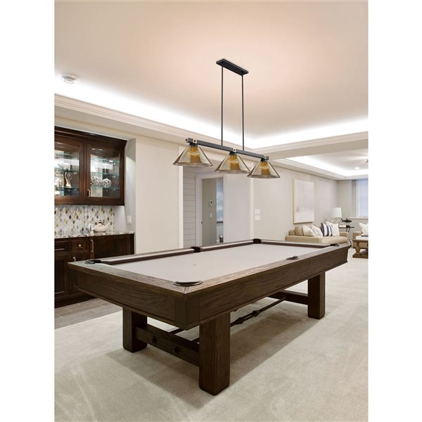 Z-Lite Bronte 3-Light Billiard Pendant w/ Smoked Glass Shades - Matte Black