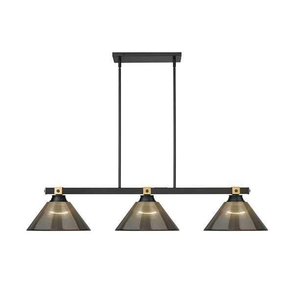 Z-Lite Bronte 3-Light Billiard Pendant w/ Smoked Glass Shades - Matte Black