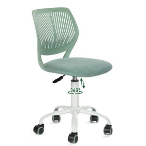 Chaise pour enfant avec roulettes Homy Casa 34 po h. aqua pivotante réglable à dossier bas avec coussin