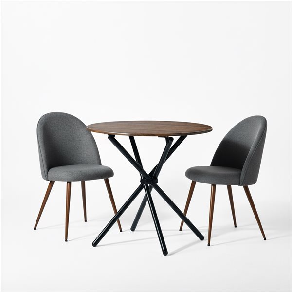 Homy Casa Set of 2 Midcentury Grey Polyester Upholstered Side Accent Chairs w/ High Backrest