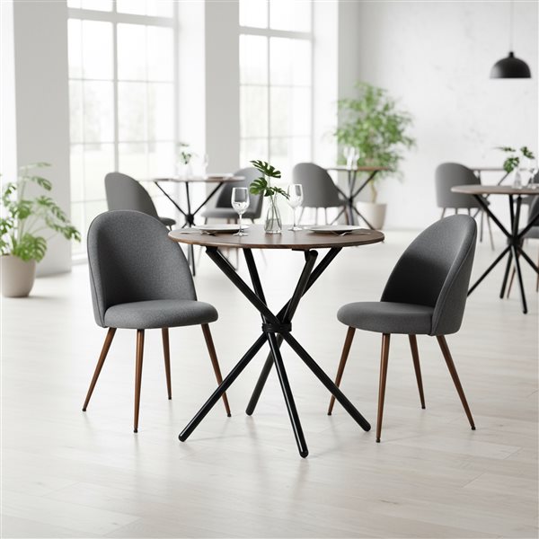 Homy Casa Set of 2 Midcentury Grey Polyester Upholstered Side Accent Chairs w/ High Backrest