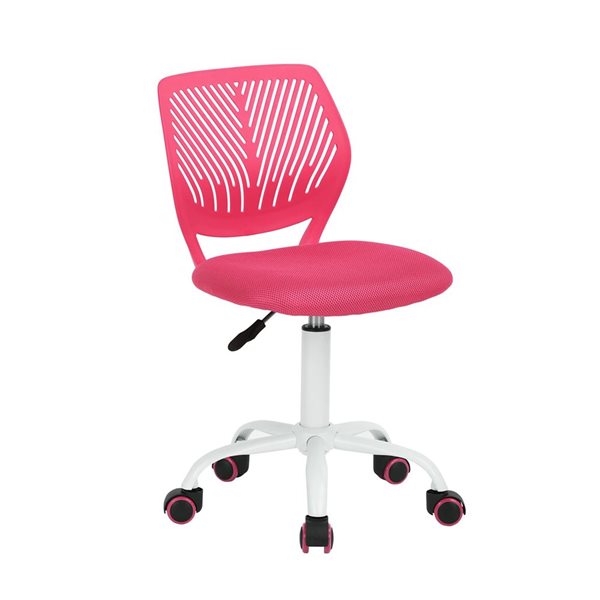 Chaise pour enfant avec roulettes Homy Casa 34 po h. rouge pivotante réglable à dossier bas avec coussin filet