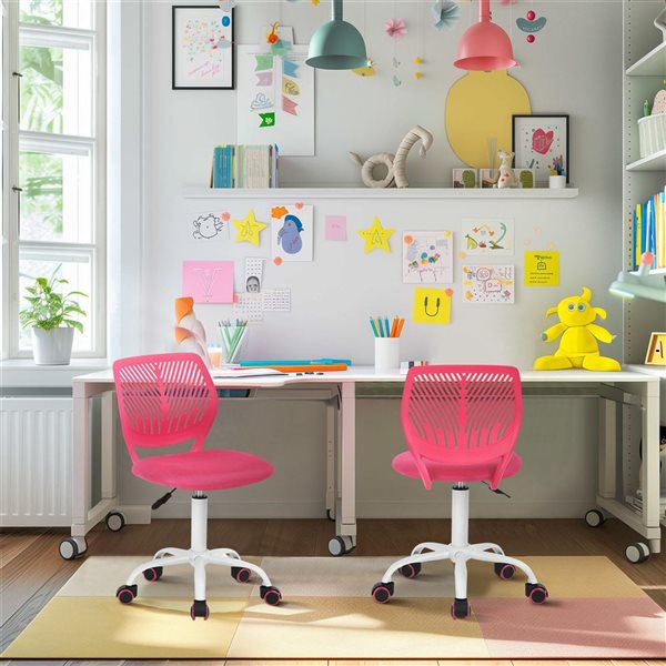 Chaise pour enfant avec roulettes Homy Casa 34 po h. rouge pivotante réglable à dossier bas avec coussin filet