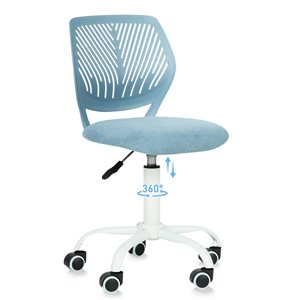 Chaise pour enfant avec roulettes Homy Casa 34 po h. bleue pivotante réglable à dossier bas avec coussin