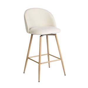 Homy Casa Beige 27-in H Fabric Upholstered Swivel Armless Counter Height Bar Stool