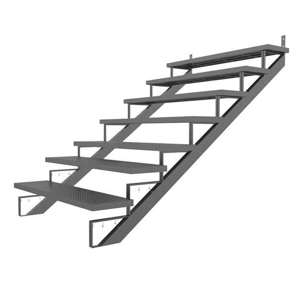 Ensemble d'escalier à 7 marches de 48 po en acier, noir