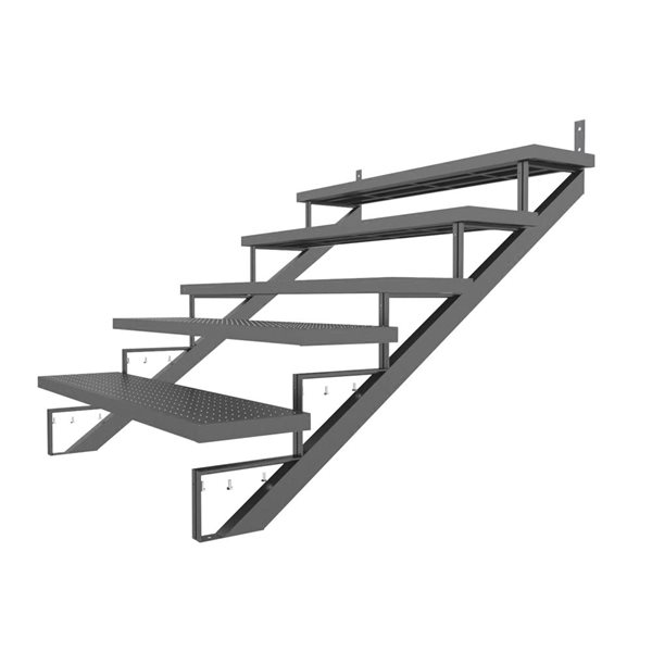 Ensemble d'escalier à 5 marches de 48 po en acier, noir