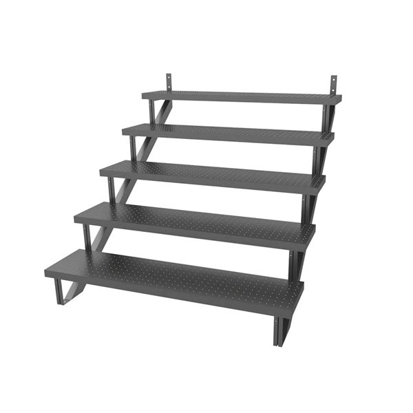Ensemble d'escalier à 5 marches de 48 po en acier, noir