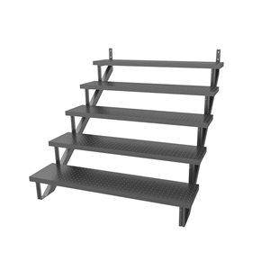 Ensemble d'escalier à 5 marches de 48 po en acier, noir