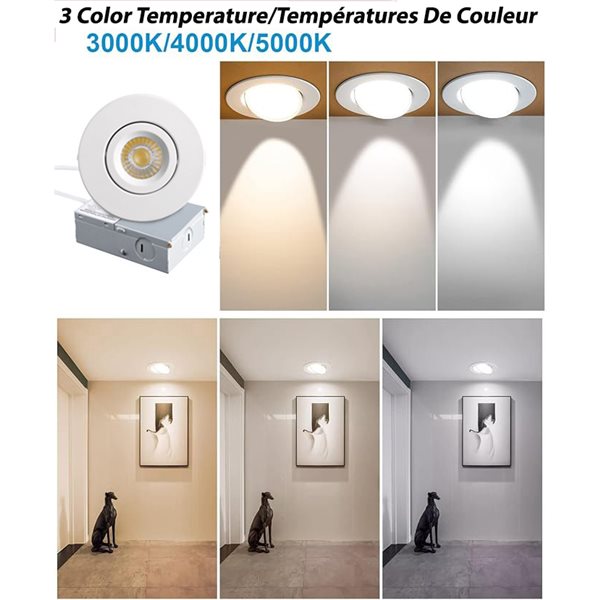 TorontoLed 3.5-in 3CCT Recessed Ceiling Gimbal Light (1 Pack)