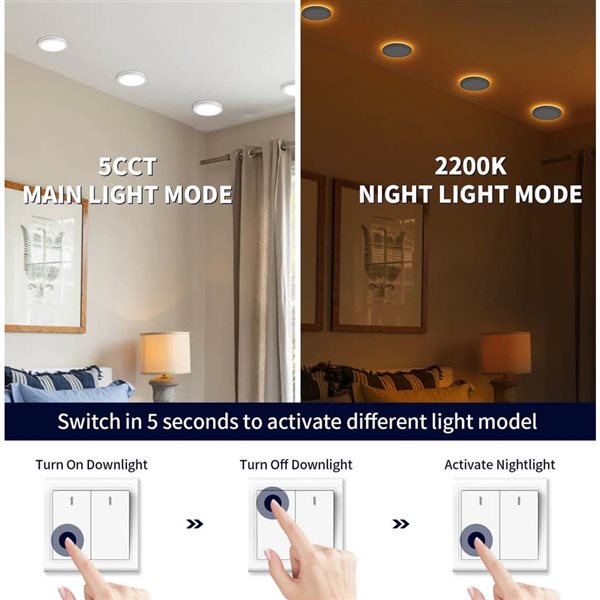 TorontoLed 4-in 5CCT Night Recessed Ceiling Slim Downlight (1 Pack)