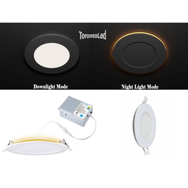 TorontoLed 4-in 5CCT Night Recessed Ceiling Slim Downlight (1 Pack)
