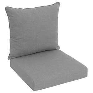 Sunbrella Polyester 2-Piece Solid Grey Square Summer Deep Seating Cushion