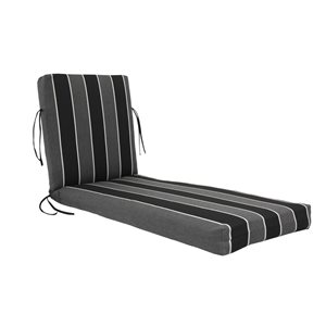 Sunbrella Polyester Black and Grey Striped Rectangular Summer Lounge Cushion