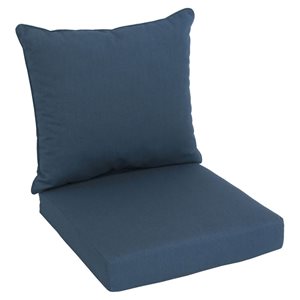 Sunbrella Polyester 2-Piece Solid Blue Square Summer Deep Seating Cushion