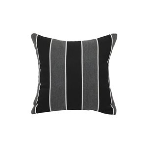 Sunbrella Polyester Black and Grey Striped Square Summer Toss Cushion