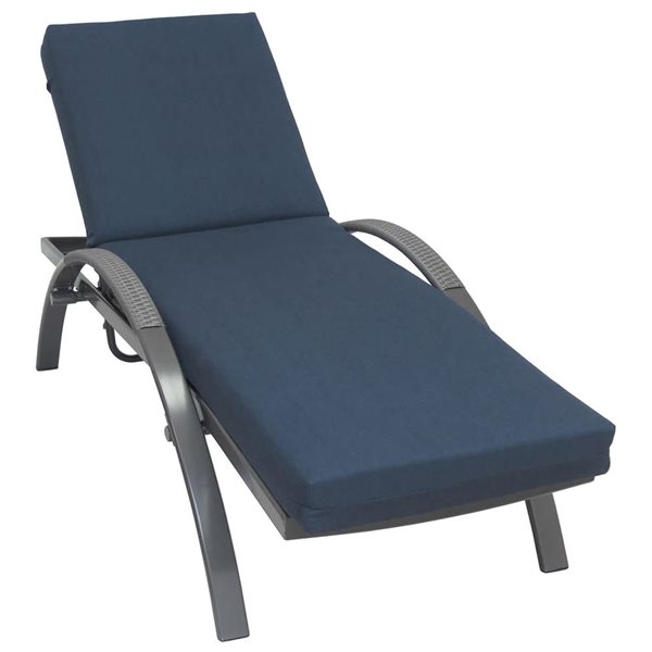 Sunbrella Polyester Solid Blue Rectangular Summer Lounge Cushion