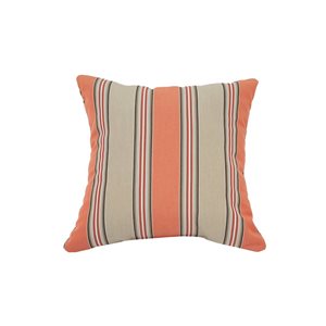 Sunbrella Polyester Orange and Beige Striped Square Summer Toss Cushion