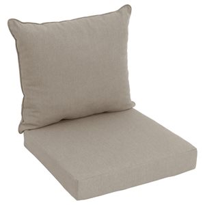 Sunbrella Polyester 2-Piece Solid Beige Square Summer Deep Seating Cushion