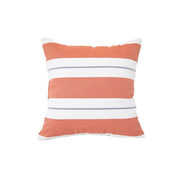 Sunbrella Polyester Orange and White Striped Square Summer Toss Cushion