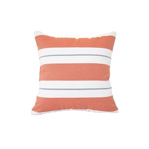 Sunbrella Polyester Orange and White Striped Square Summer Toss Cushion