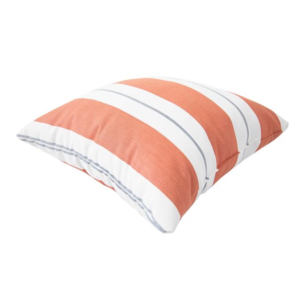 Sunbrella Polyester Orange and White Striped Square Summer Toss Cushion