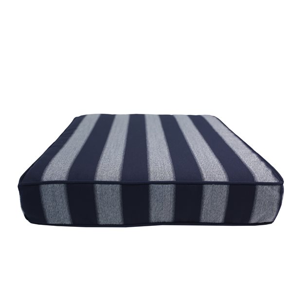 Sunbrella Polyester Blue and Grey Striped Square Summer Seat Cushion