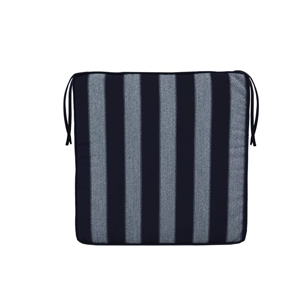 Sunbrella Polyester Blue and Grey Striped Square Summer Seat Cushion
