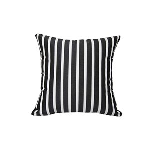 Sunbrella Polyester Black and White Striped Square Summer Toss Cushion