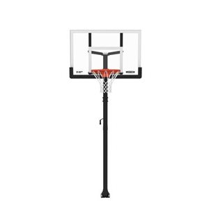 LIFETIME Crank Adjust Bolt-Down Basketball System w/ 50-in Tempered Glass Backboard
