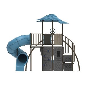 LIFETIME 2-Swing and Spiral Slide Blue and Grey Adventure Castle Metal Playset