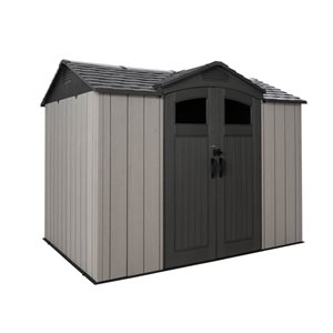 LIFETIME 7 W x 9.5-ft L Gambrel Side Entry Outdoor Grey Resin Storage Shed