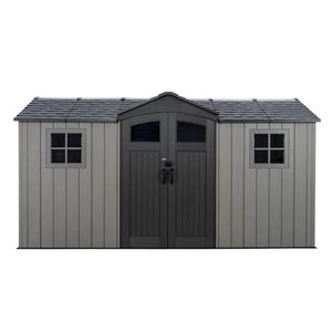 LIFETIME 7 W x 14.5-ft L Gambrel Side Entry Outdoor Grey Resin Storage Shed