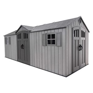 LIFETIME 8 W x 20-ft L Gable Outdoor Grey Resin Storage Shed