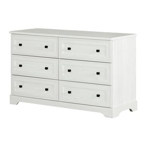 Commode double à 6 tiroirs Hazen South Shore Furniture en pin blanc
