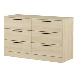 Commode double à 6 tiroirs Step One Essential South Shore Furniture en chêne blanchi