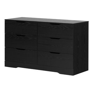 Commode double à 6 tiroirs Holland South Shore Furniture en chêne noir