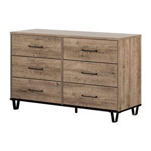 South Shore Furniture Arlen Brown Oak 6-Drawer Double Dresser