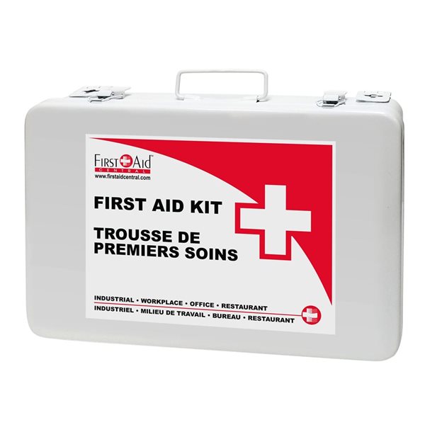 First Aid Central 10-Piece CSA Z1220-24 All-purpose Type 2 Medium Metal Case First Aid Kit