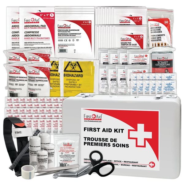 First Aid Central 10-Piece CSA Z1220-24 All-purpose Type 2 Medium Metal Case First Aid Kit